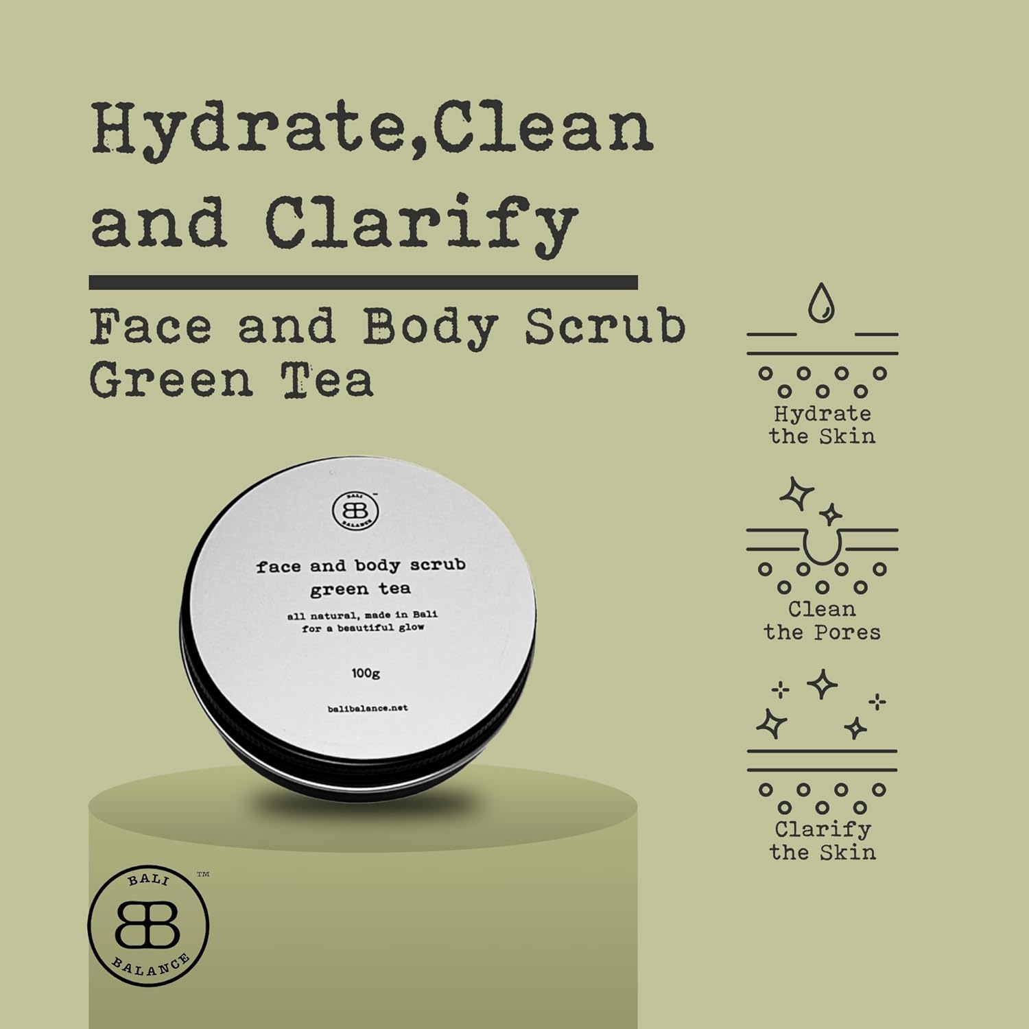 FACE AND BODY SCRUB GREEN TEA – Bali Balance